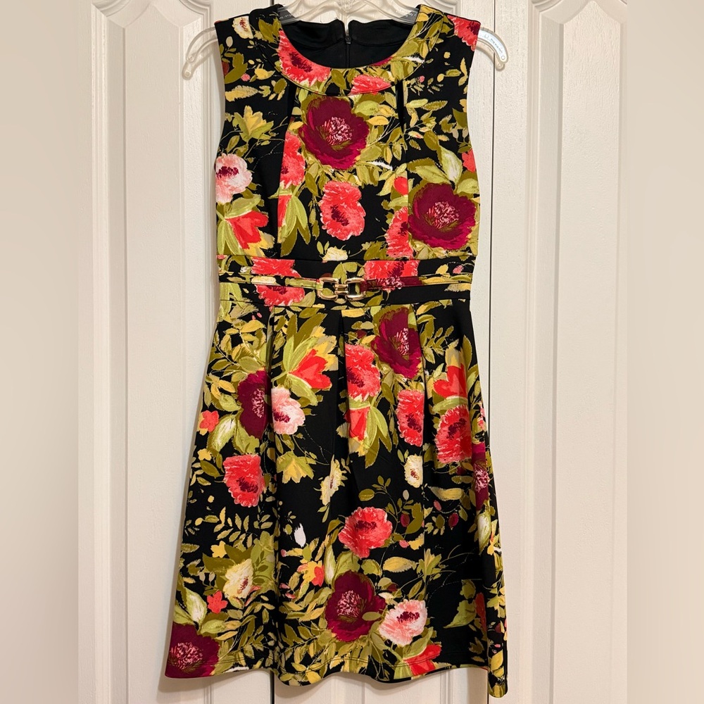 Enfocus Studio Floral Dress - Black, Red, Green